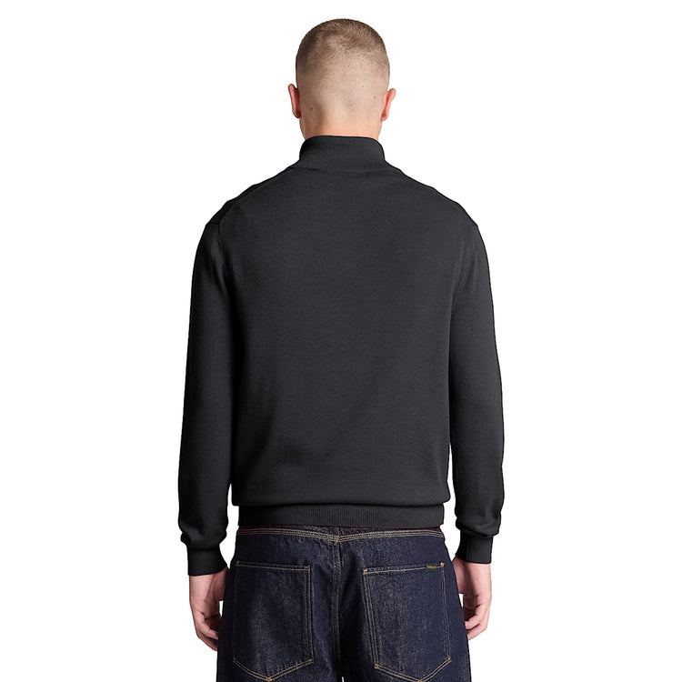 Maglione Uomo Williams River con zip 1/4 Nero modello retro