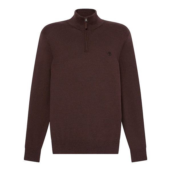 Maglione Uomo Williams River con zip 1/4 Marrone