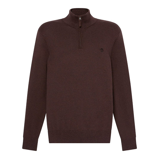 Maglione Uomo Williams River con zip 1/4 Marrone
