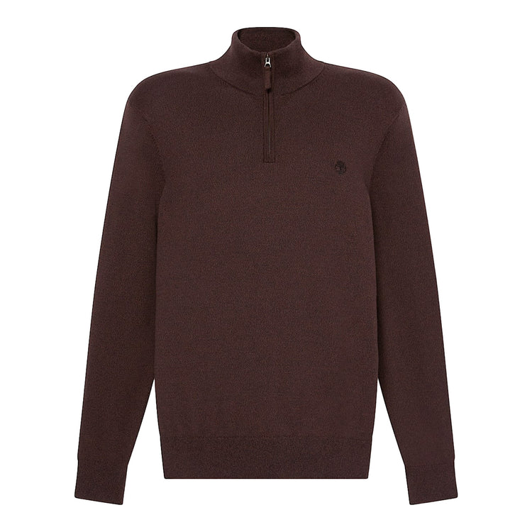 Maglione Uomo Williams River con zip 1/4 Marrone