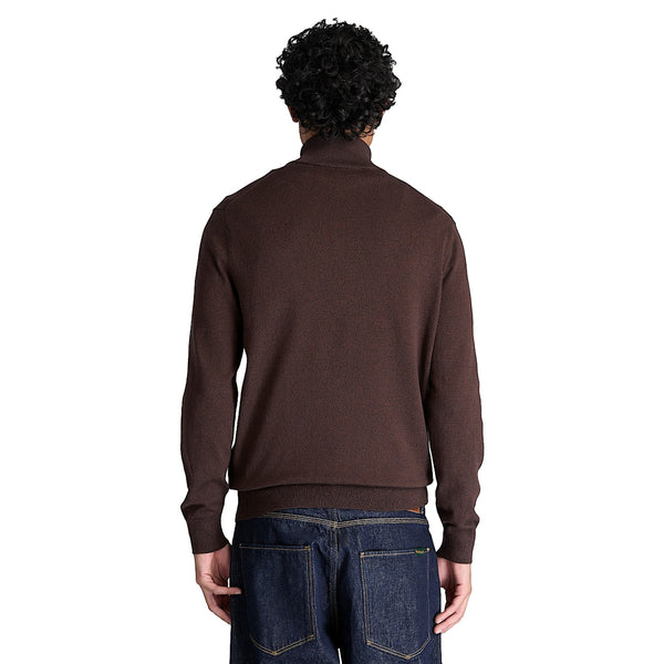 Maglione Uomo Williams River con zip 1/4 Marrone modello retro
