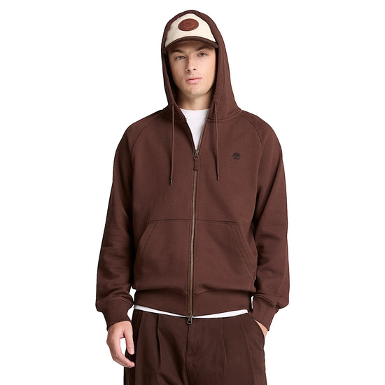Felpa Uomo Exter River con zip Marrone modello frontale