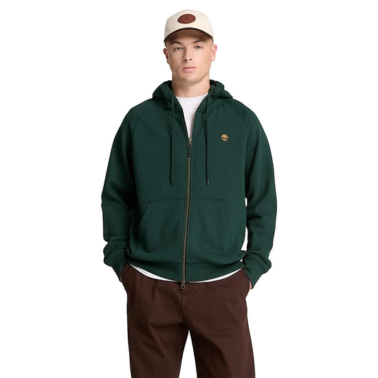 Felpa Uomo Exter River con zip Verde modello frontale