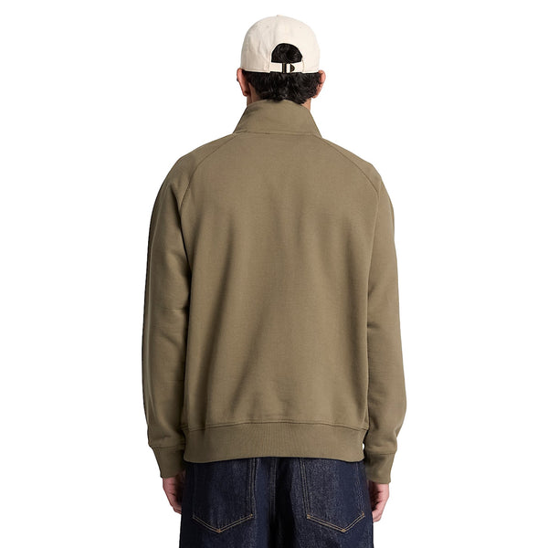 Felpa Uomo Exeter River con zip 1/4 verde modello retro