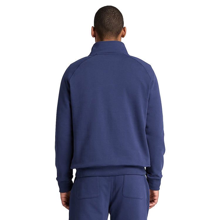 Felpa Uomo Exeter River con zip 1/4 blu modello retro