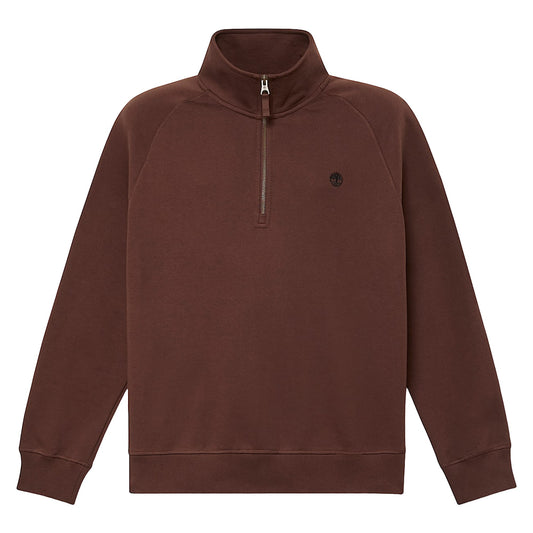 Felpa Uomo Exeter River con zip 1/4 marrone