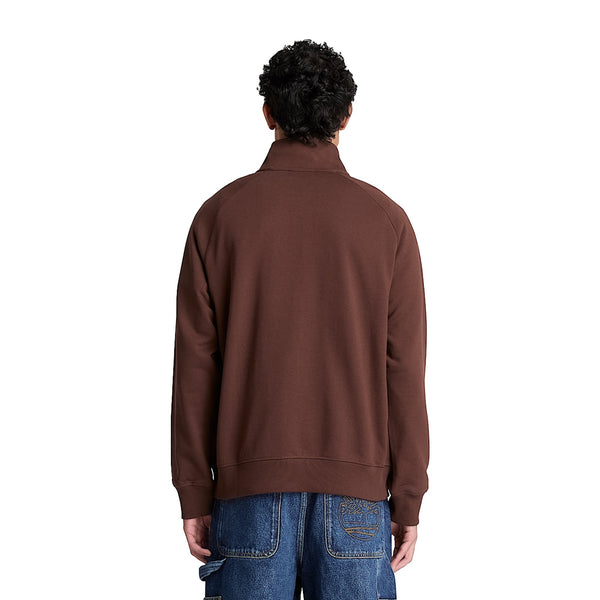 Felpa Uomo Exeter River con zip 1/4 marrone modello retro