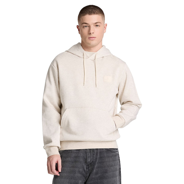Felpa Uomo con logo piccolo in silicone Beige chiaro modello frontale