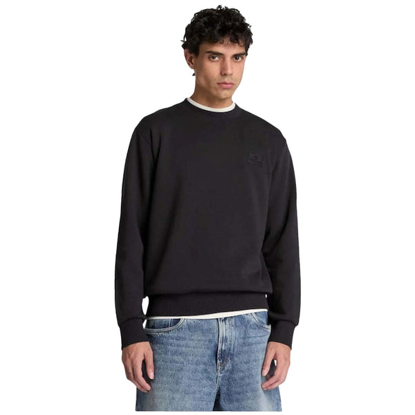 Felpa girocollo Uomo con logo in silicone Nero modello frontale