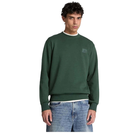 Felpa girocollo Uomo con logo in silicone Verde modello frontale