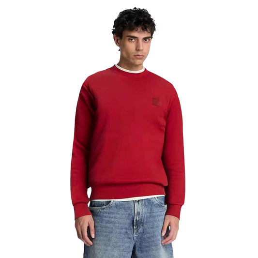 Felpa girocollo Uomo con logo in silicone Rosso modello frontale