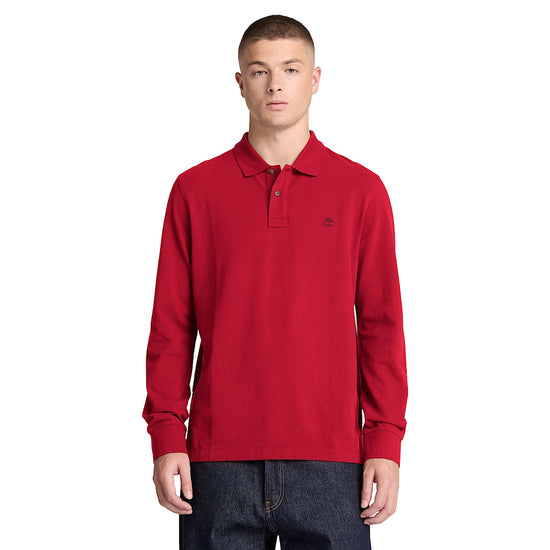 Polo Uomo manica lunga Millers River Rosso modello frontale