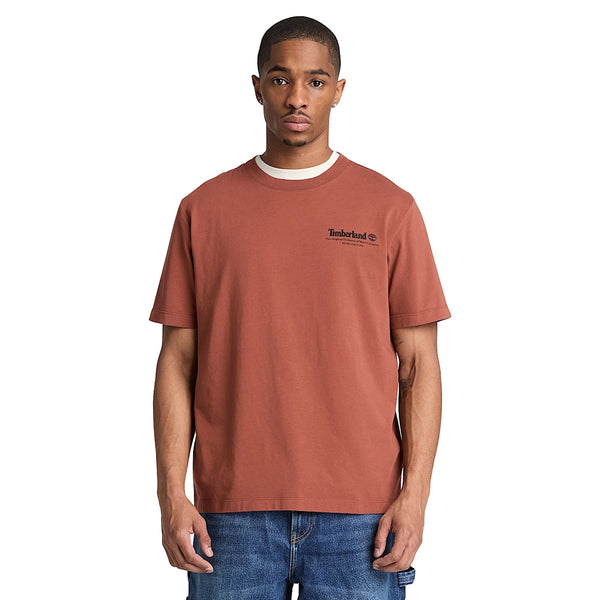 T-shirt Uomo Marrone con grafica Bootmakers, modello frontale