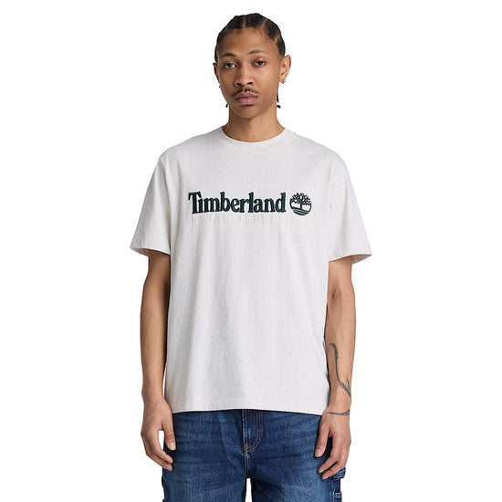 T-shirt Uomo Bianco con ricamo Established 1973 modello frontale