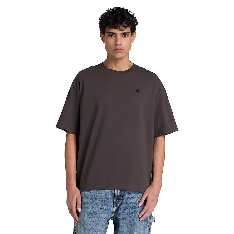 T-shirt Uomo Relaxed Dunstan River Nero vintage modello frontale