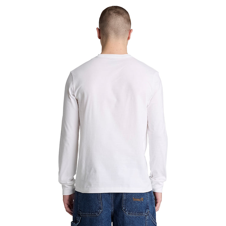 T-shirt Uomo Slim a manica lunga Bianco modello retro