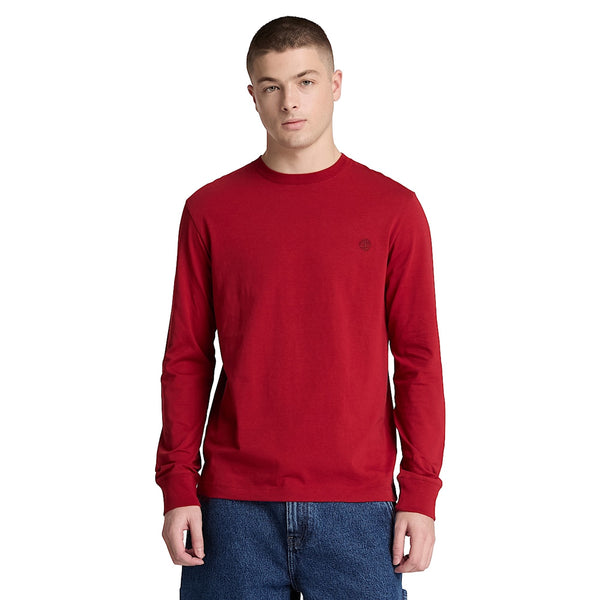 T-shirt Uomo Slim a manica lunga Rosso modello frontale