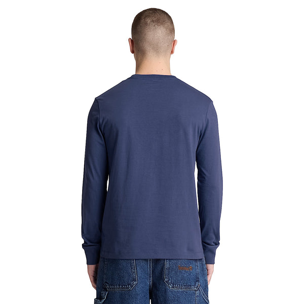 T-shirt Uomo Slim a manica lunga Blu modello retro