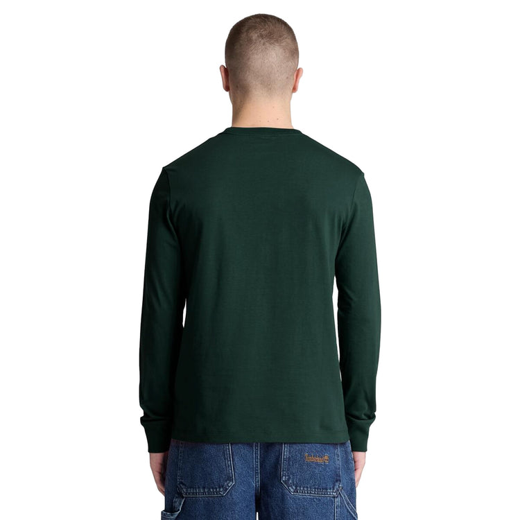 T-shirt Uomo Slim a manica lunga Verde modello retro