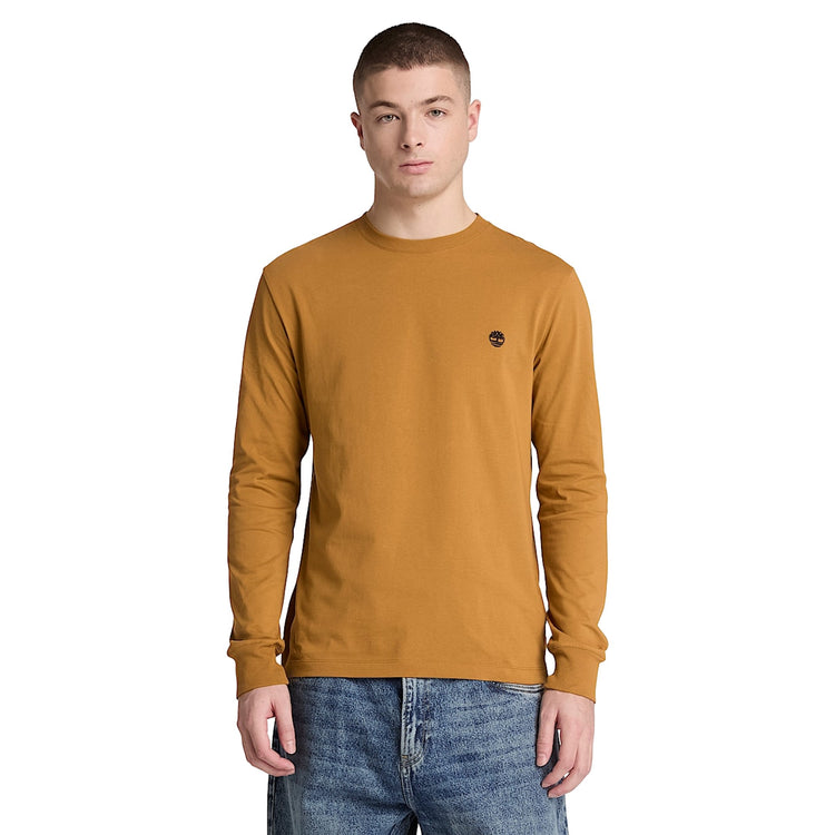 T-shirt Uomo Slim a manica lunga Giallo, modello frontale