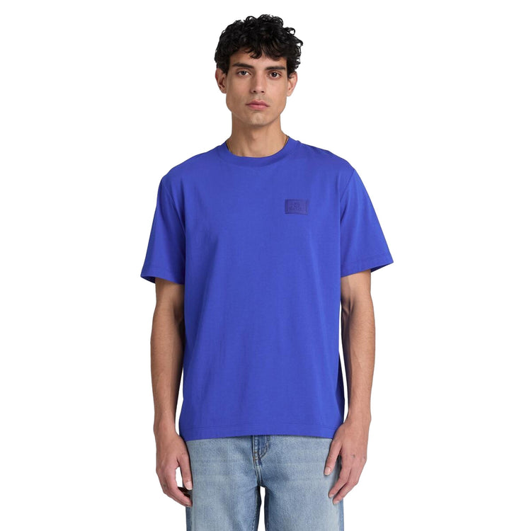 T-shirt Uomo con logo in silicone Blu modello frontale