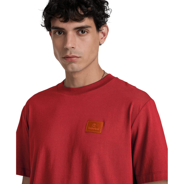 T-shirt Uomo con logo in silicone Rosso dettaglio modello frontale