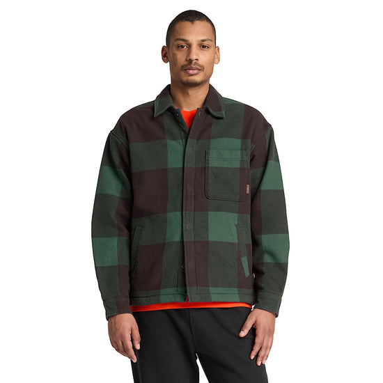 Overshirt Uomo a quadri marrone/verde, modello frontale