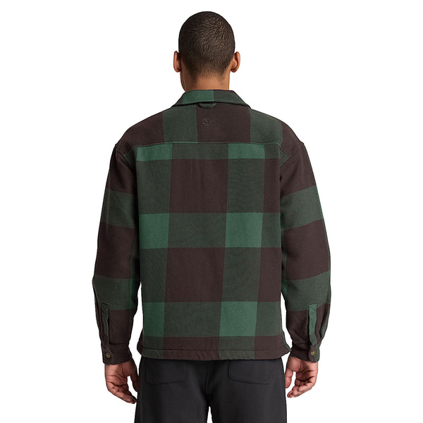 Overshirt Uomo a quadri marrone/verde, modello retro