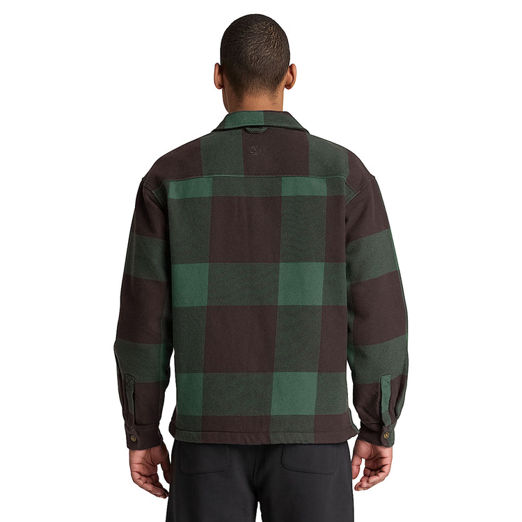 Overshirt Uomo a quadri marrone/verde, modello retro