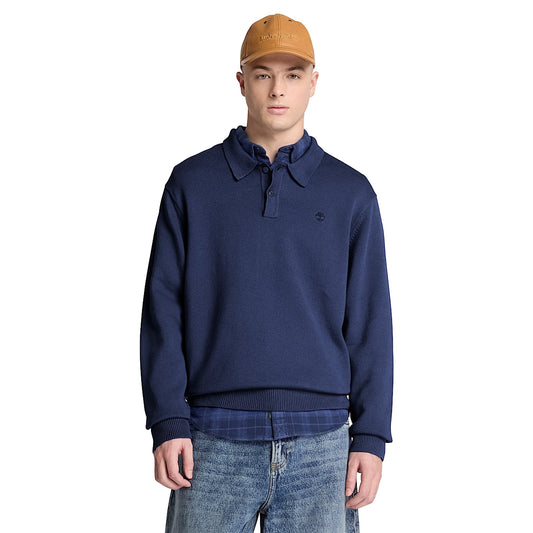 Maglione Uomo stile polo Williams River Blu modello frontale