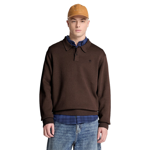 Maglione Uomo stile polo Williams River Marrone modello frontale