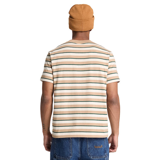 T-shirt Uomo dal design a righe Beige modello retro
