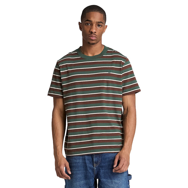 T-shirt Uomo dal design a righe Verde modello frontale