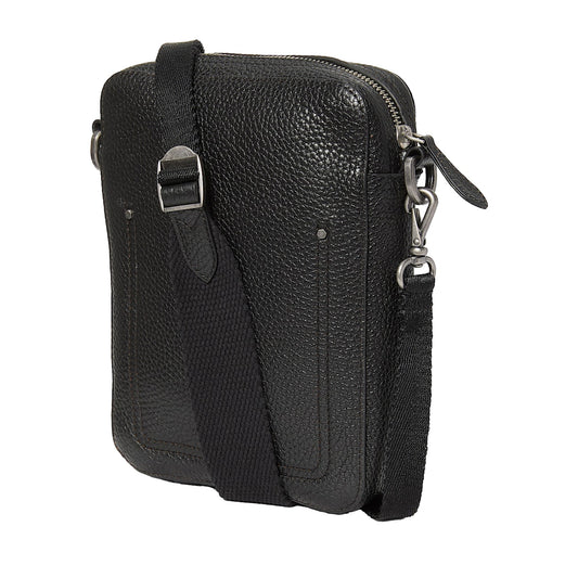 Borsa a tracolla Uomo Tuckerman in pelle nera retro