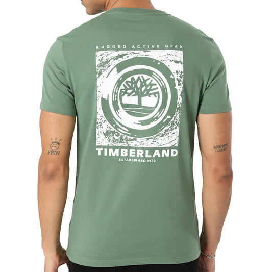 T-shirt da uomo in cotone verde con logo stampato