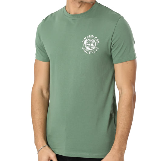 T-shirt da uomo in cotone verde con logo stampato