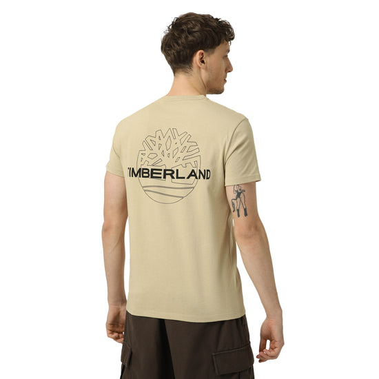 T-shirt da uomo in cotone beige con logo stampato