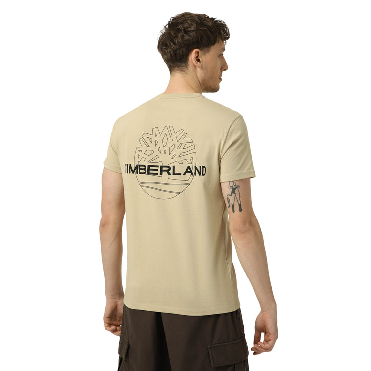 T-shirt da uomo in cotone beige con logo stampato