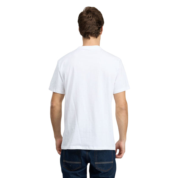 T-shirt bianca Uomo con logo ricamato sulla spalla retro