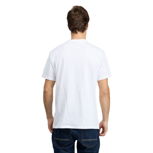T-shirt bianca Uomo con logo ricamato sulla spalla retro
