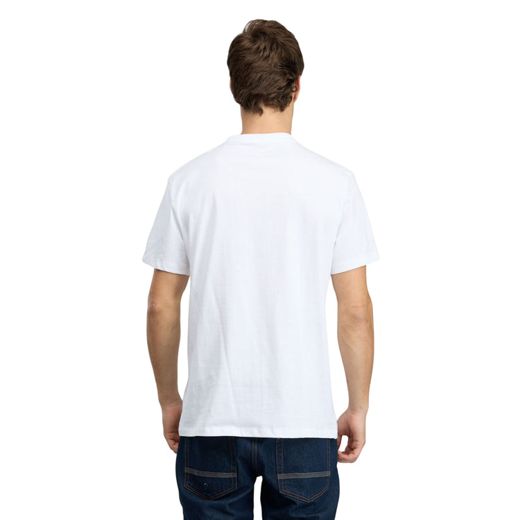 T-shirt bianca Uomo con logo ricamato sulla spalla retro