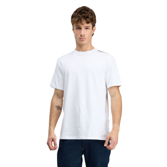T-shirt bianca Uomo con logo ricamato sulla spalla