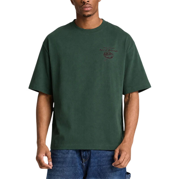 T-shirt Uomo Verde con grafica Beef&Broccoli modello frontale