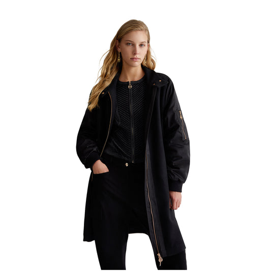 Cappotto Donna in lana e nylon Nero modella frontale