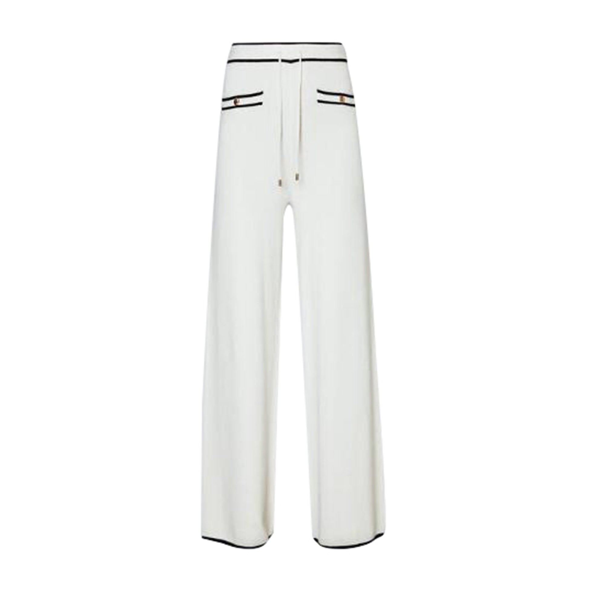 Pantaloni Donna in maglia con elastico in vita bianco