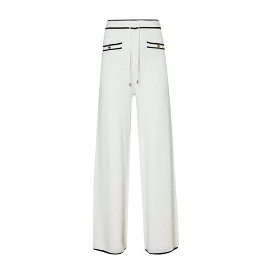 Pantaloni Donna in maglia con elastico in vita bianco