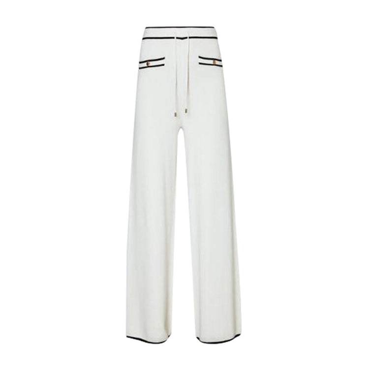 Pantaloni Donna in maglia con elastico in vita bianco