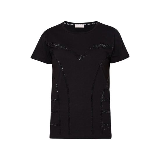 T-shirt Donna con strass Nero