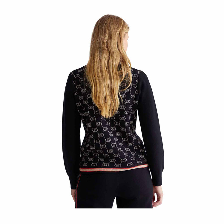 retro Maglia Donna con logo all over nero 