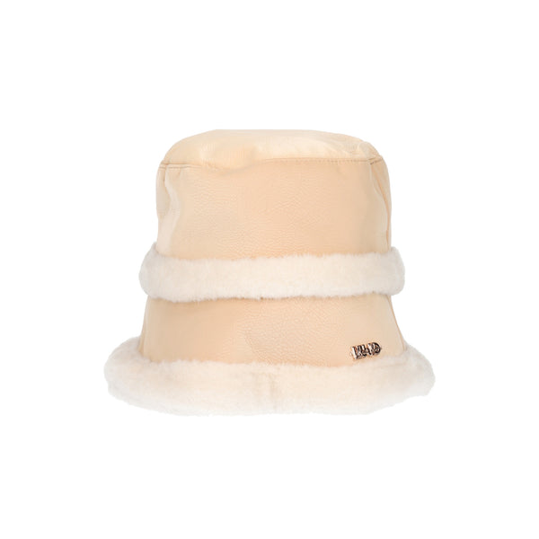 Cappello bucket in tessuto spalmato Beige